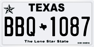 TX license plate BBQ1087