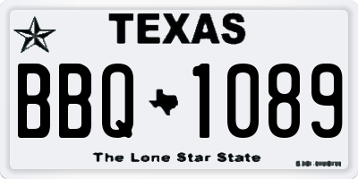 TX license plate BBQ1089