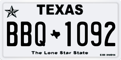 TX license plate BBQ1092