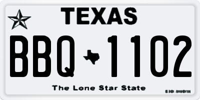 TX license plate BBQ1102