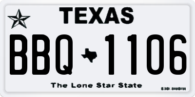TX license plate BBQ1106