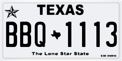 TX license plate BBQ1113