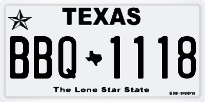 TX license plate BBQ1118