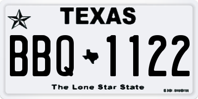 TX license plate BBQ1122