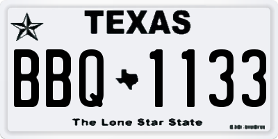 TX license plate BBQ1133