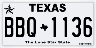 TX license plate BBQ1136