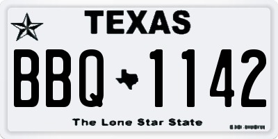 TX license plate BBQ1142