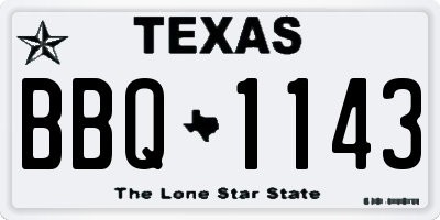 TX license plate BBQ1143