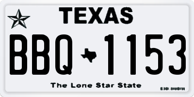 TX license plate BBQ1153
