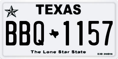 TX license plate BBQ1157