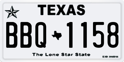 TX license plate BBQ1158