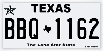 TX license plate BBQ1162