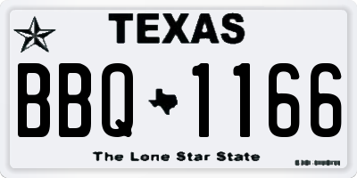 TX license plate BBQ1166