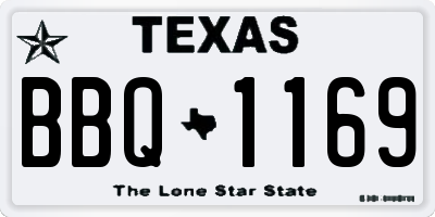 TX license plate BBQ1169
