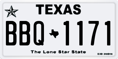 TX license plate BBQ1171