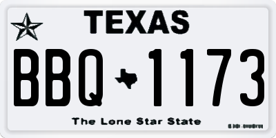 TX license plate BBQ1173
