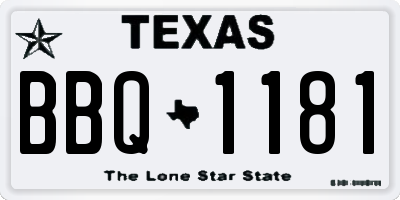 TX license plate BBQ1181