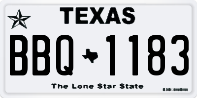 TX license plate BBQ1183