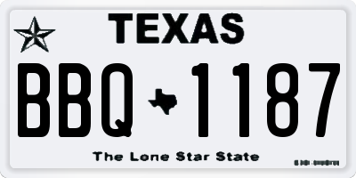 TX license plate BBQ1187