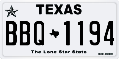 TX license plate BBQ1194