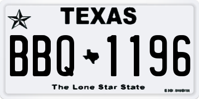 TX license plate BBQ1196