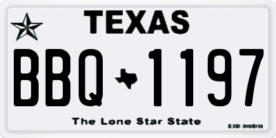 TX license plate BBQ1197
