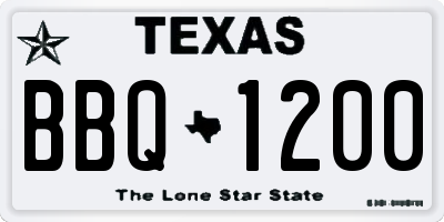 TX license plate BBQ1200