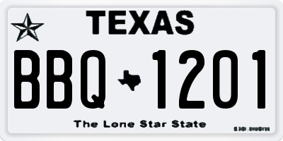 TX license plate BBQ1201