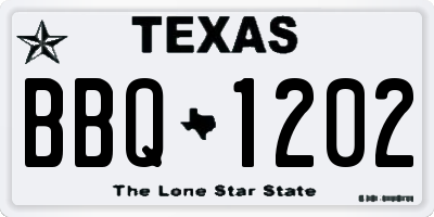 TX license plate BBQ1202