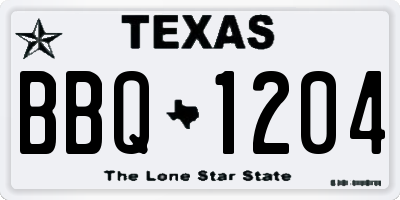 TX license plate BBQ1204