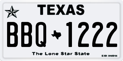 TX license plate BBQ1222