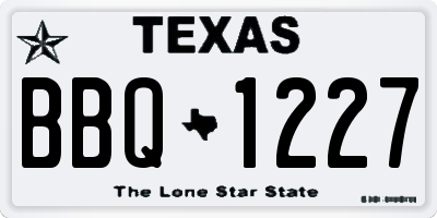 TX license plate BBQ1227