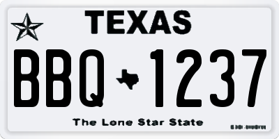 TX license plate BBQ1237