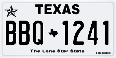 TX license plate BBQ1241
