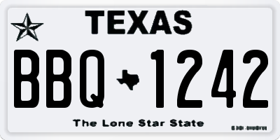 TX license plate BBQ1242