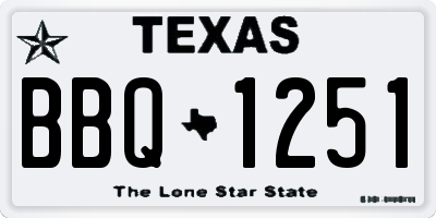 TX license plate BBQ1251