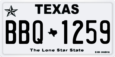 TX license plate BBQ1259