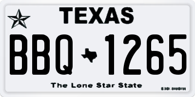 TX license plate BBQ1265