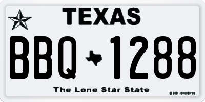 TX license plate BBQ1288