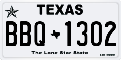 TX license plate BBQ1302