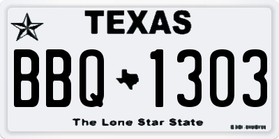 TX license plate BBQ1303