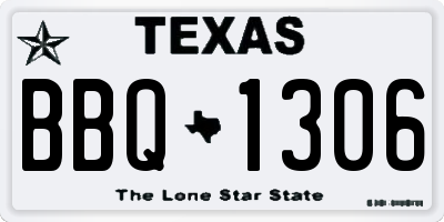TX license plate BBQ1306