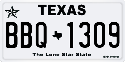 TX license plate BBQ1309