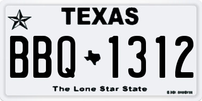 TX license plate BBQ1312