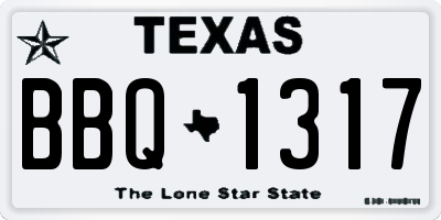 TX license plate BBQ1317