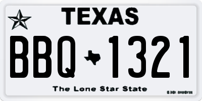 TX license plate BBQ1321