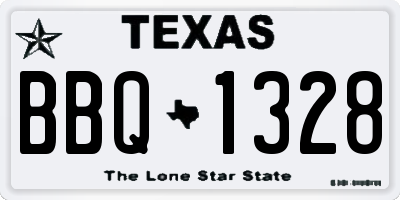 TX license plate BBQ1328