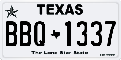 TX license plate BBQ1337