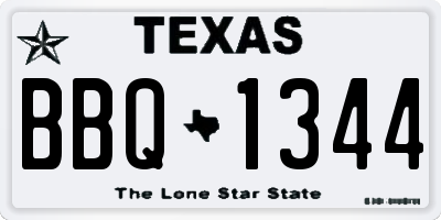 TX license plate BBQ1344
