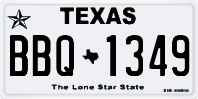 TX license plate BBQ1349